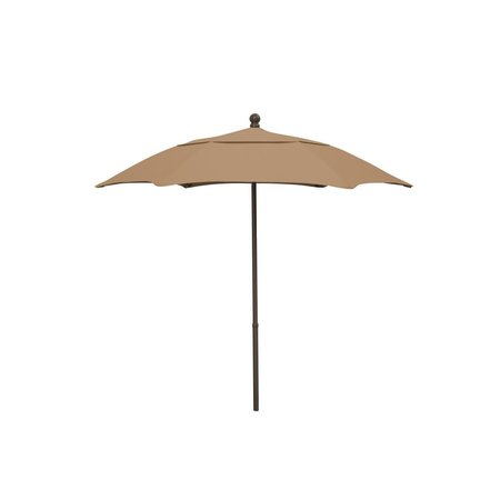 FIBERBUILT HOME Fiberbuilt Home 7HPUCB-Beige 7.5 ft. Hex Patio Umbrella 6 Rib Push Up Champagne Bronze with Beige Spun Poly Canopy 7HPUCB-Beige